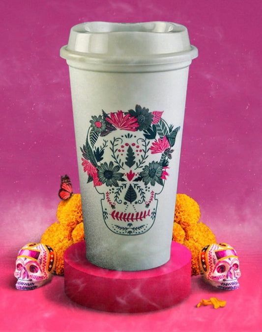 Starbucks Vaso Dia Muertos Brilla Tapa Oscuridad