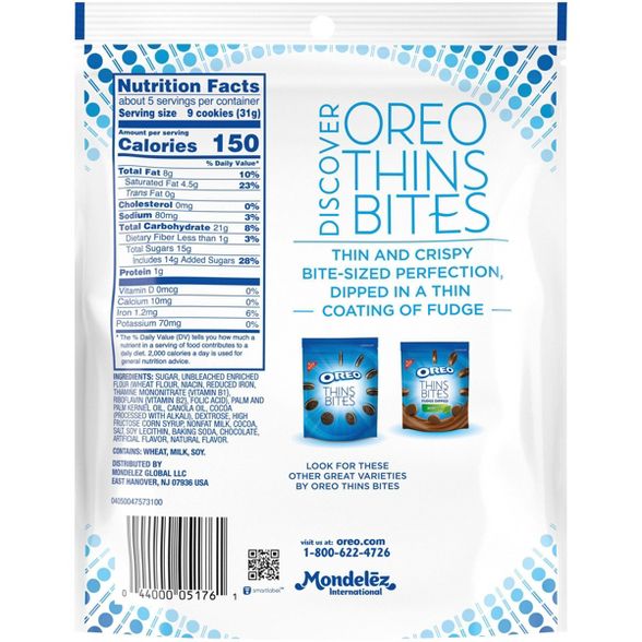 Oreo Thins Bites Fudge Dipped Original Sandwich Cookies - 170 gr