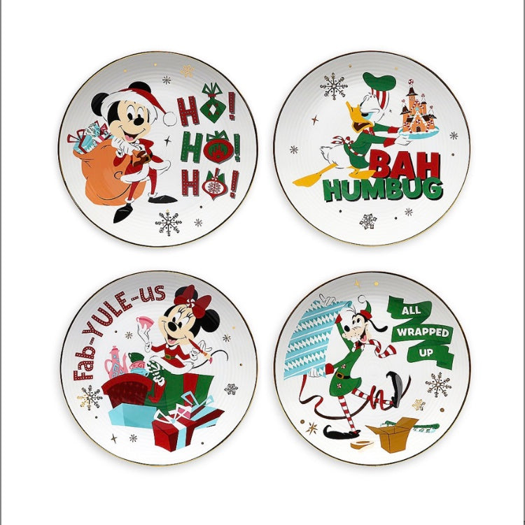 Santa Mickey Mouse and Friends Holiday Plate Bundle
