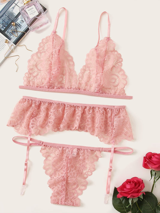Conjunto Rosa Encaje