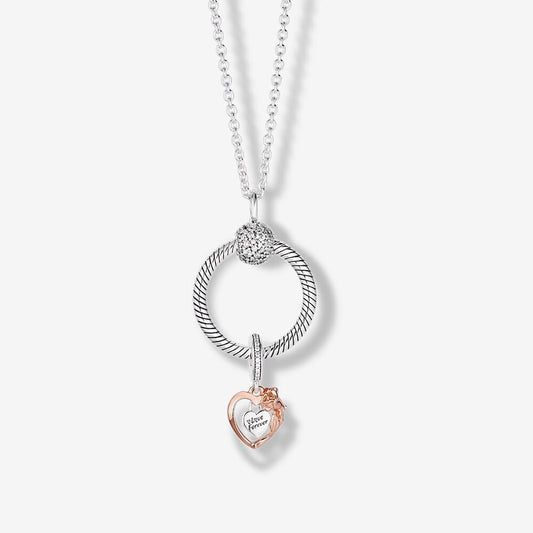 Heart & Rose Flower Pandora O-Pendant