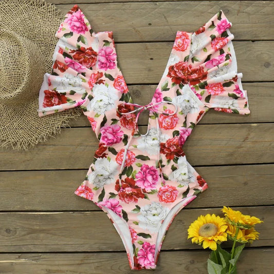 Bañador completo con estampado rosas