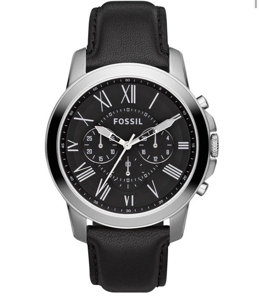 Fossil Reloj Negro Piel Hombre 44mm FS4812