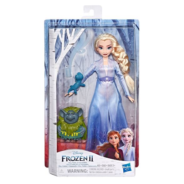 Disney Frozen 2 Elsa Fashion Doll In Travel Outfit With Pabbie and Salamander Figures