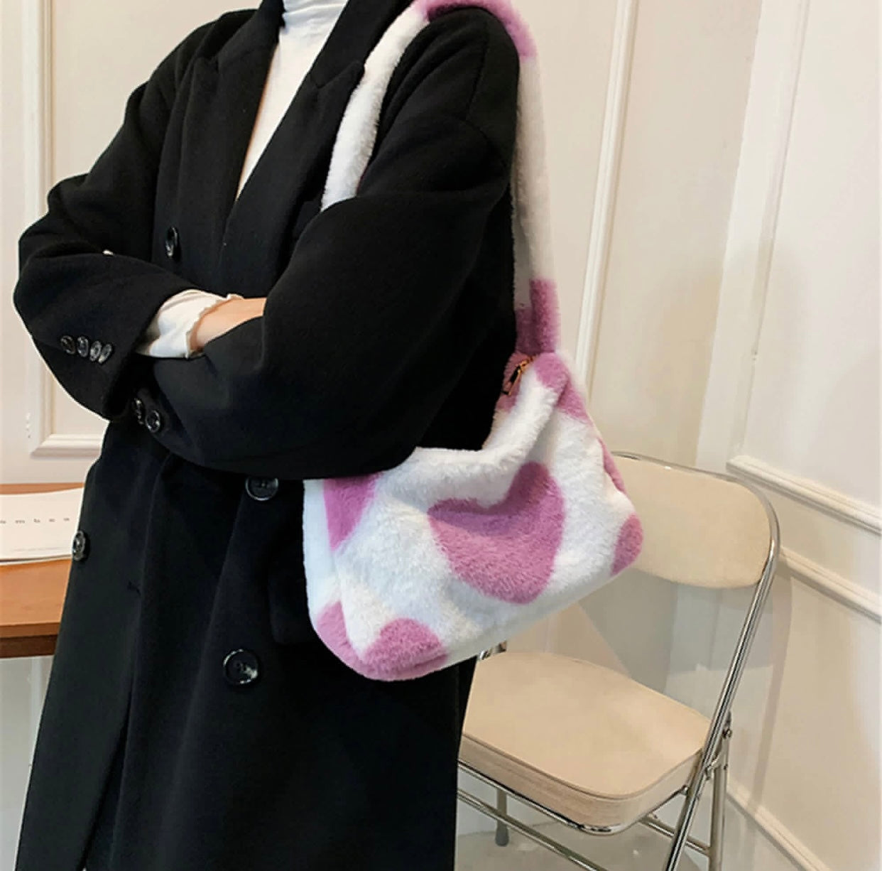 Bolso Hombro Fur Hearts Bolsa Corazones - Diferentes Tonos