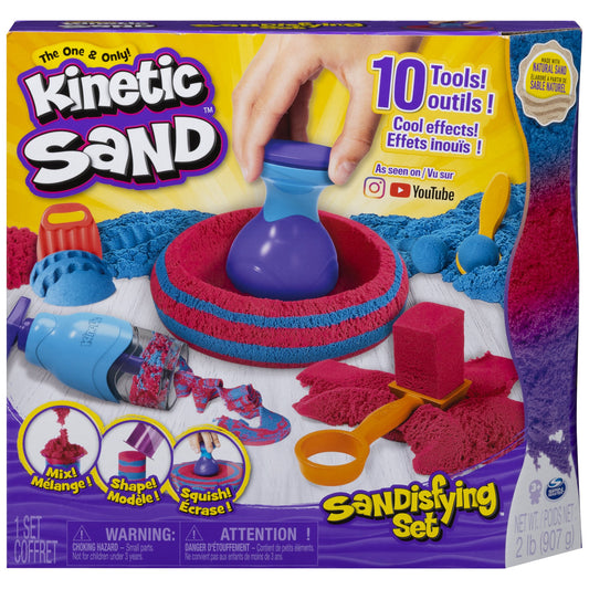 Kinetic Sand, Sandisfying Set con 2 libras de arena y 10 herramientas, para niños de 3 años en adelante