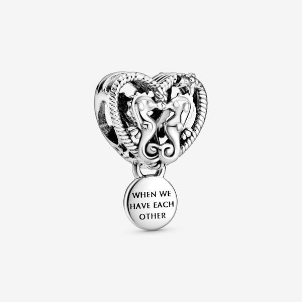 Openwork Seahorses Heart Charm