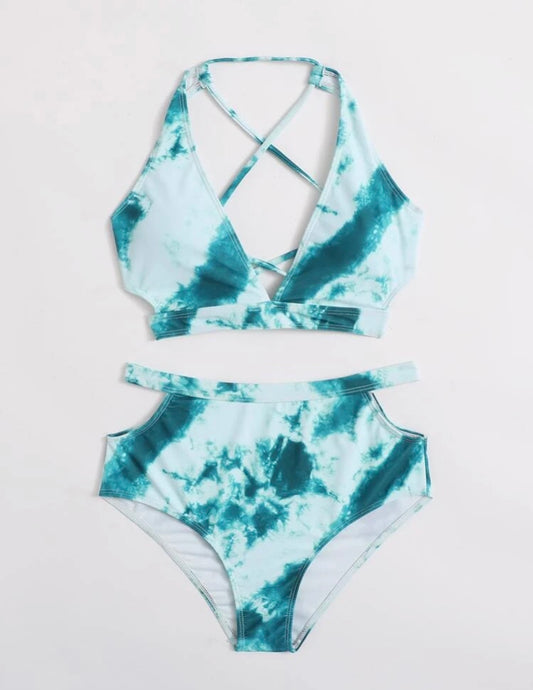 Bikini tie-dye verde blanco