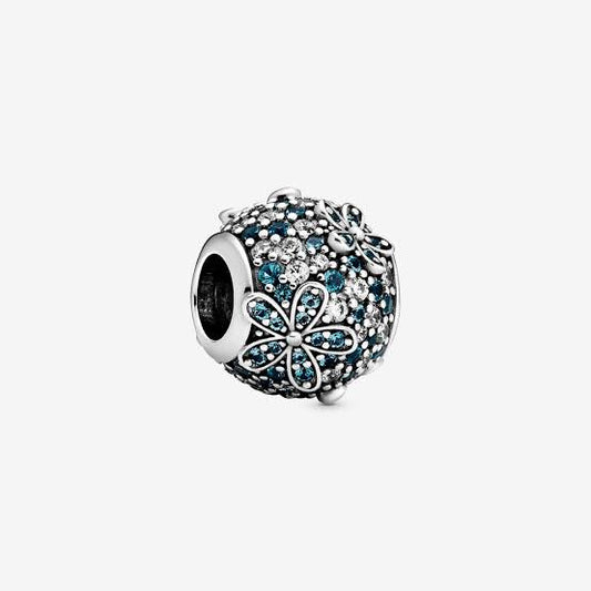 PANDORA Flor Teal Pave Sparkle Daisy Flower Charm