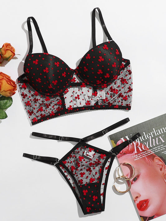 Conjunto Flore Rojas Bra