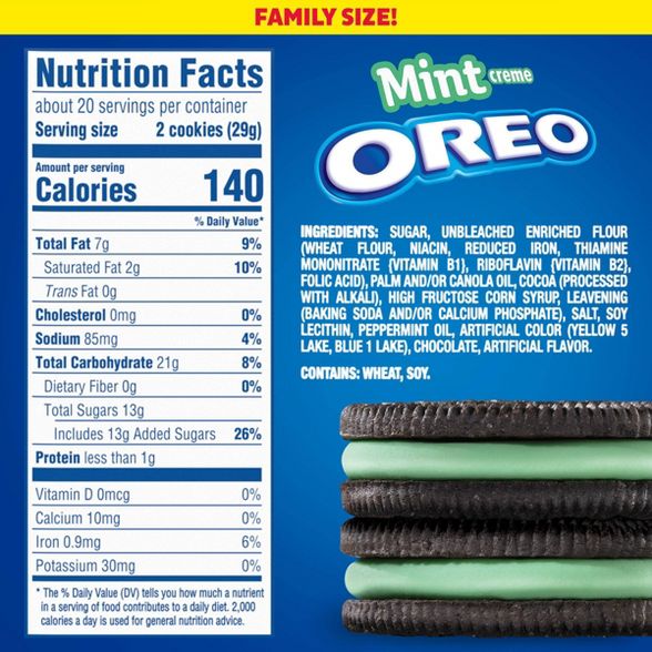 Oreo Mint Flavor Creme Chocolate Sandwich Cookies Family Size - 566 gr