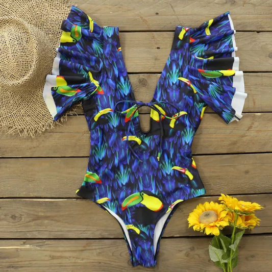 Bañador completo con estampado tucanes