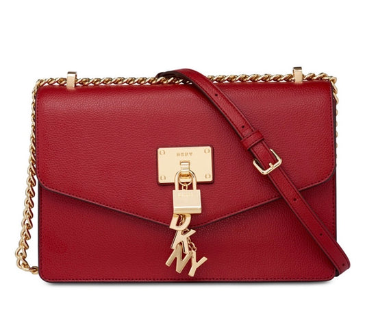 DKNY bolso de cuero de hombro grande rojo