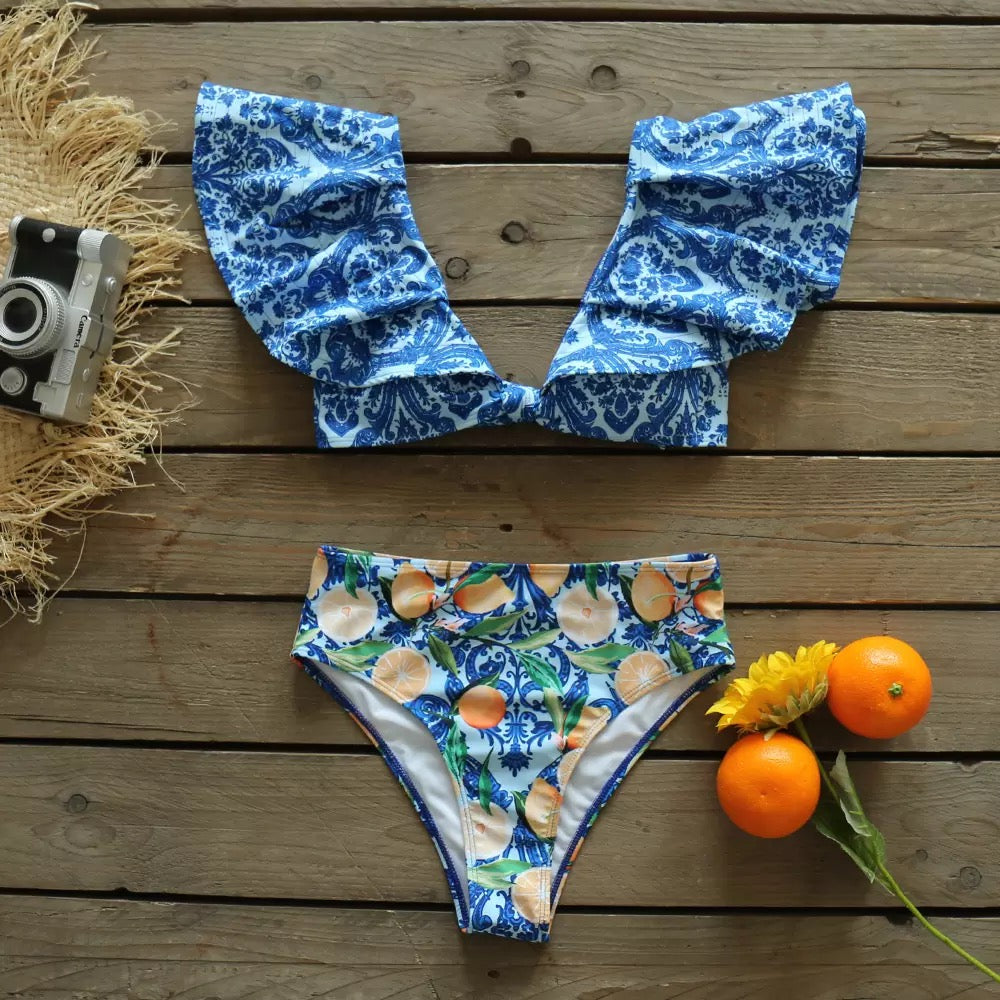 Traje de Baño~ Bikini Olanes Bow Azul