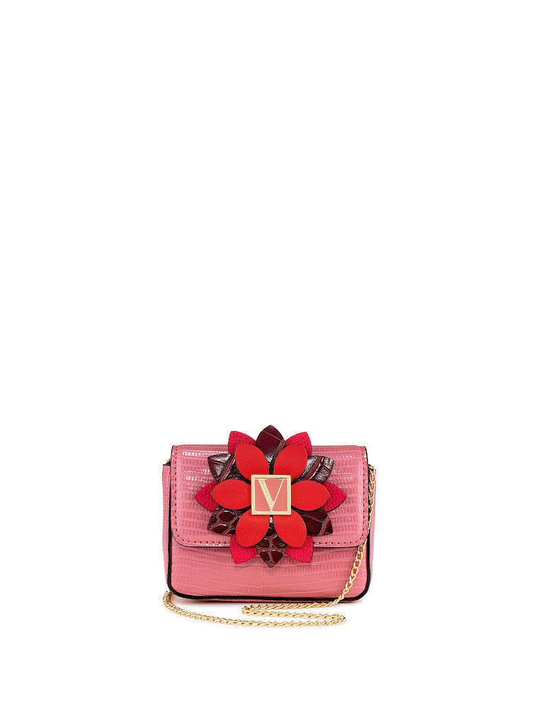The Victoria Micro Shoulder Bag-Rosa con flor