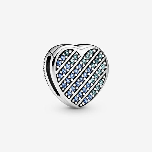 Blue Pavé Heart Clip Charm - Reflexions