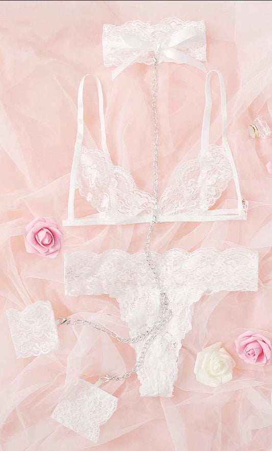 Set de Lencería con encaje- Blanco