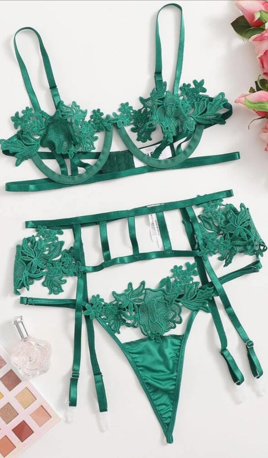 Set Lencería con Liga-Verde