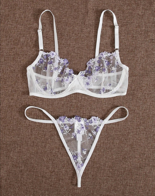 Lencería con bordado Floral-Lila