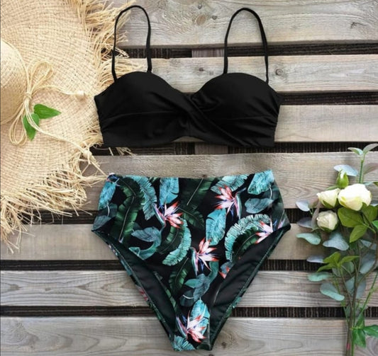 Traje de Baño~ Bikini Bandeau Negro Colibrí