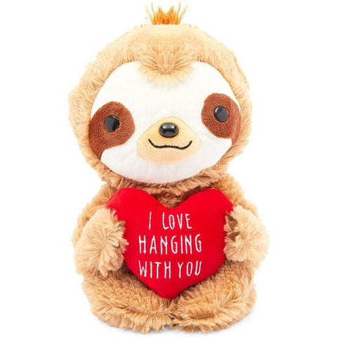 Blue Panda Sloth Plush Toy with Red Heart, I Love Hanging with You Stuffed Animal