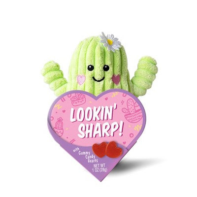 Cactus Valentine's Looking Sharp Date Night Plush with Gummy Candy Hearts