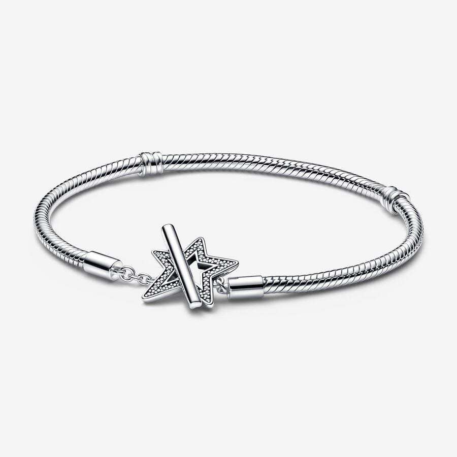 Pandora Moments Stars and Galaxy Snake Chain Bracelet Set