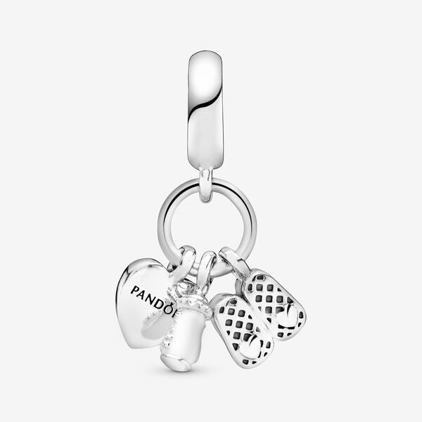 Baby Bottle and Shoes Dangle Charm