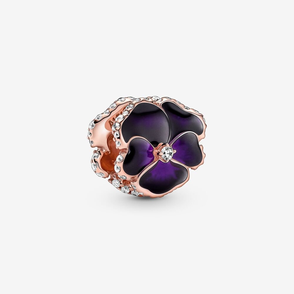 Deep Purple Pansy Flower Charm