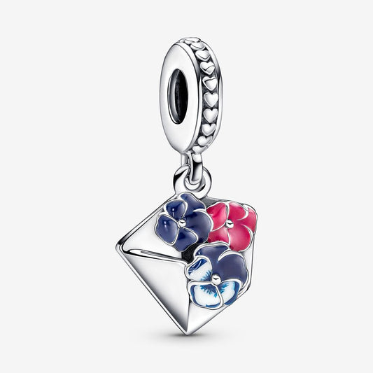 Pansy Flower Envelope Dangle Charm