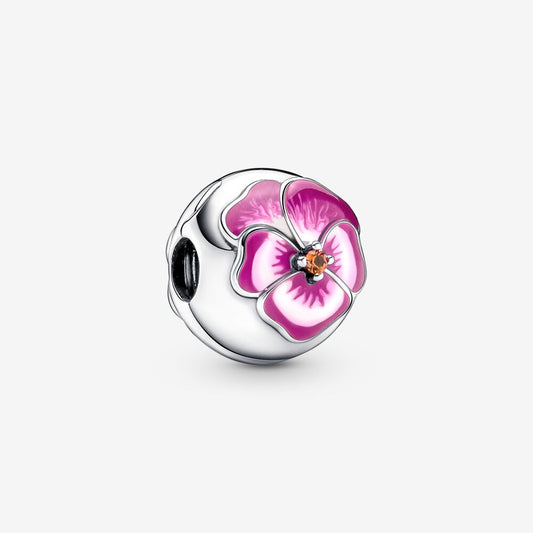 Pink Pansy Flower Clip Charm