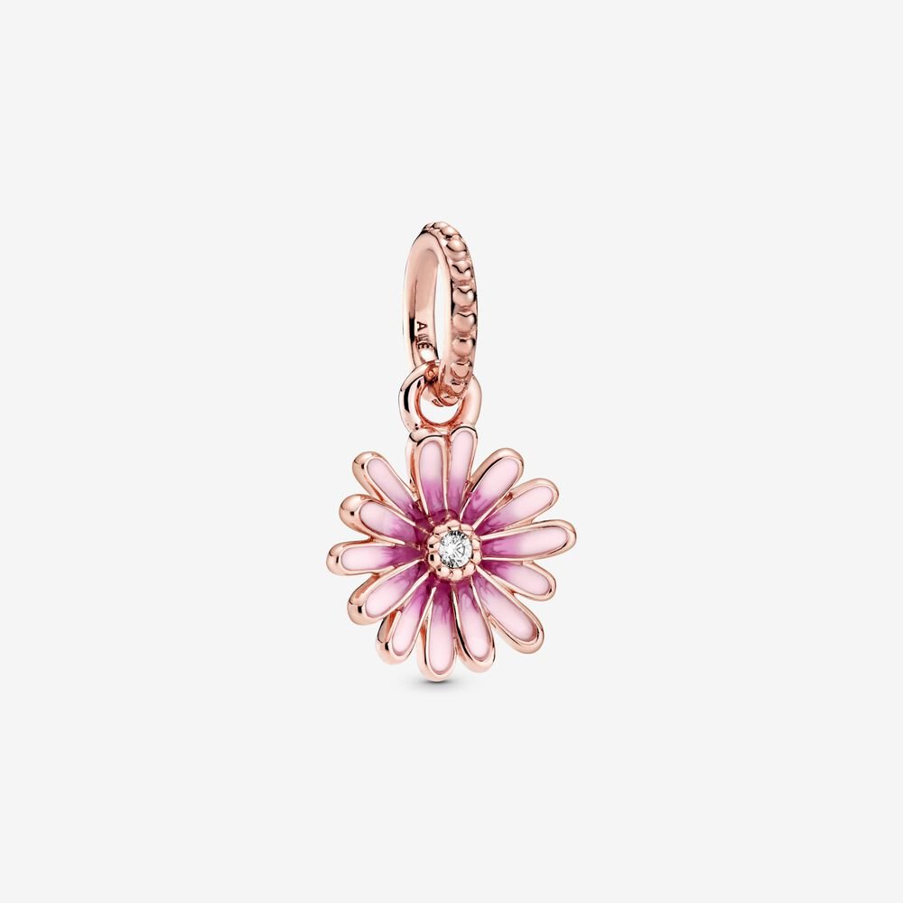 Pink Daisy Flower Dangle Charm