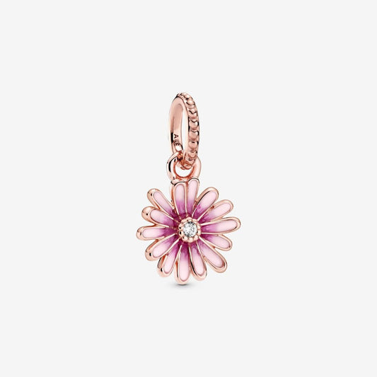 Pink Daisy Flower Dangle Charm