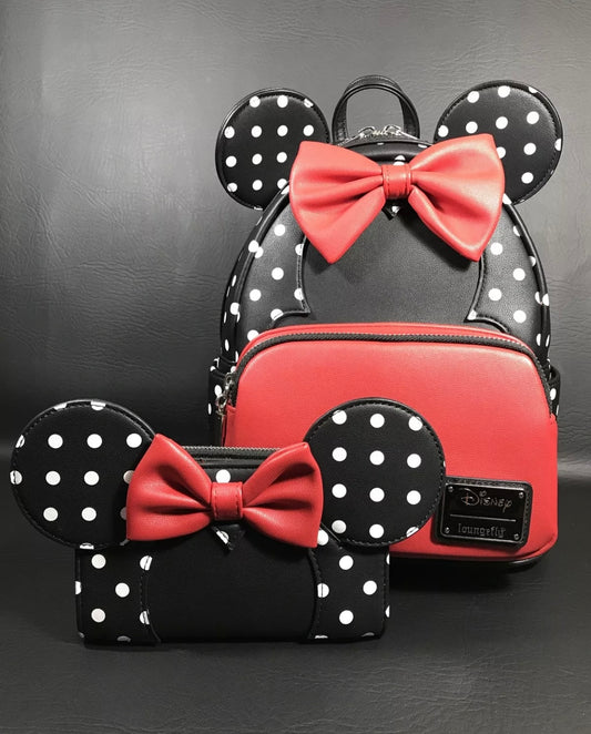 Kit Loungefly Minnie Mochila Cartera