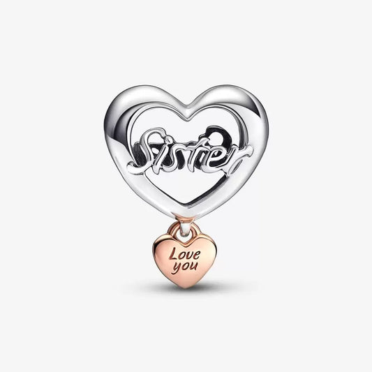 Love You Sister Heart Charm