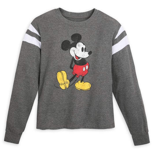 Mickey Mouse Semi-Cropped Pullover Top for Adults – Gray