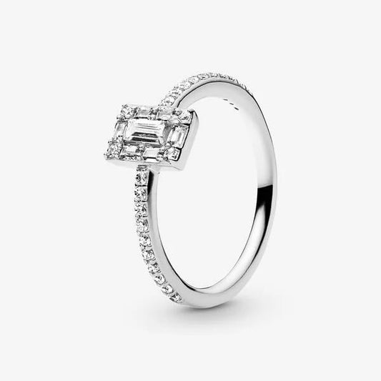 Sparkling Square Halo Ring