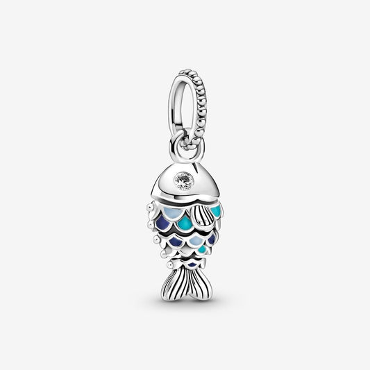 Blue Scaled Fish Dangle Charm