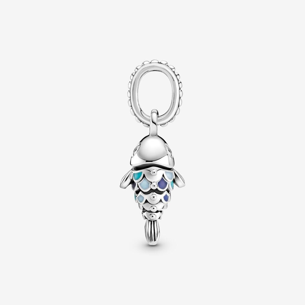 Blue Scaled Fish Dangle Charm