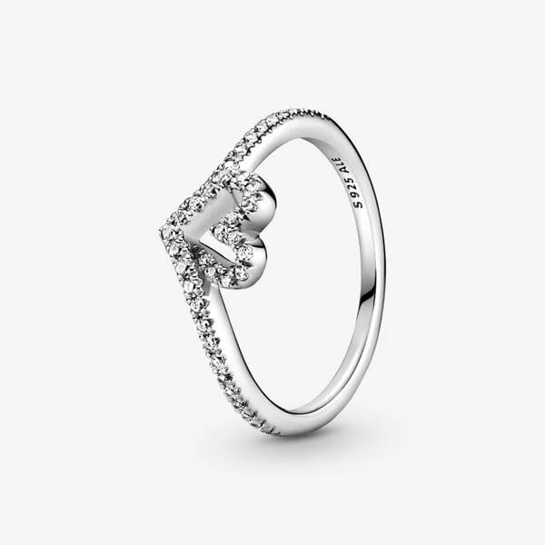 Sparkling Wishbone Heart-Anillo