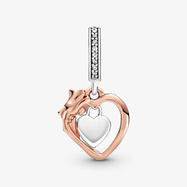 Heart & Rose Flower-Charm