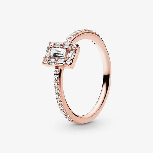 Sparkling Square Halo Ring