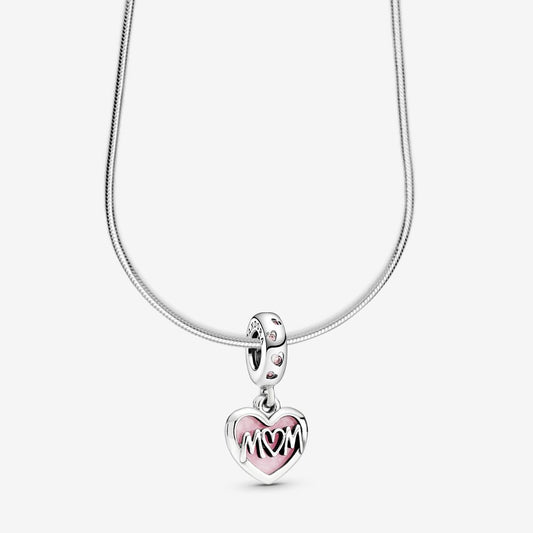 Script Heart Mom Necklace Set