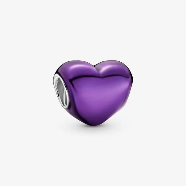 Metallic Purple Heart-Charm
