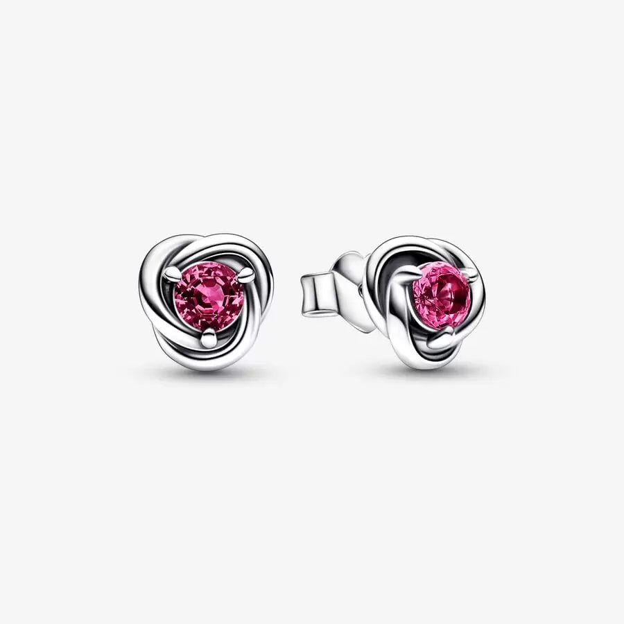 October Pink Eternity Circle Stud Earrings