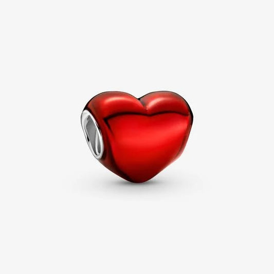 Metallic Red Heart- Charm