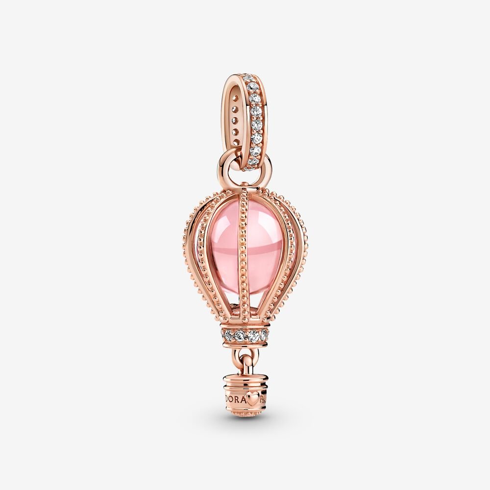 Sparkling Pink Hot Air Balloon Dangle Charm