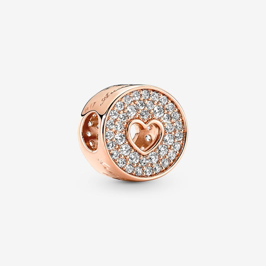 Pavé & Heart Anniversary Charm~Rose Gold