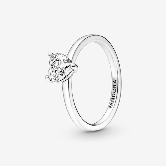 Sparkling Heart Solitaire Ring