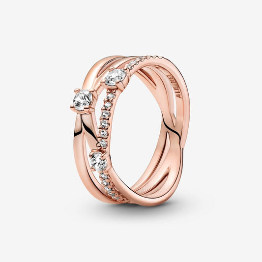 Sparkling Triple Band Ring~ Rose Gold